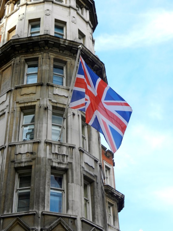 Skies are clear and British flag waves proudly on this perfect London day
