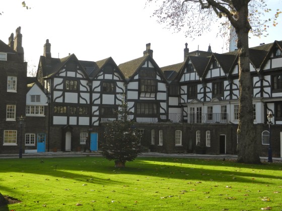 Tower Green, view of Tudor buildings across the lawn