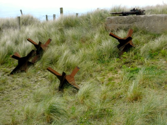 Metal obstacles placed on the shore to deter Allies during invasion