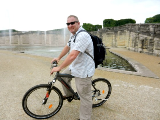 Tim ready to create some mischief near the fountains