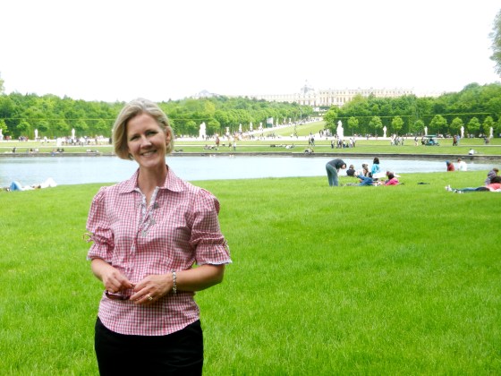 A quick pose for the camera during our afternoon biking in Versailles