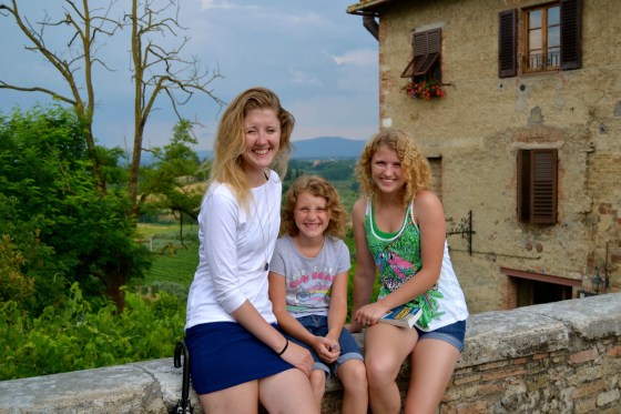 Linsey, Lilly and Lauren on an old Roman wall