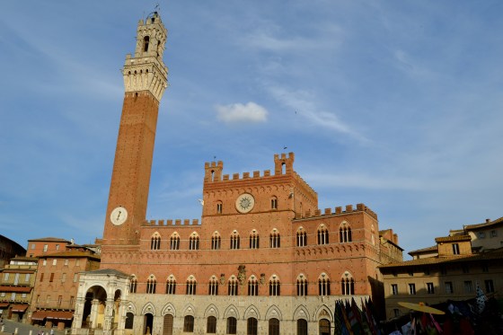 The main square in Siena is anchored by this great tower and town hall