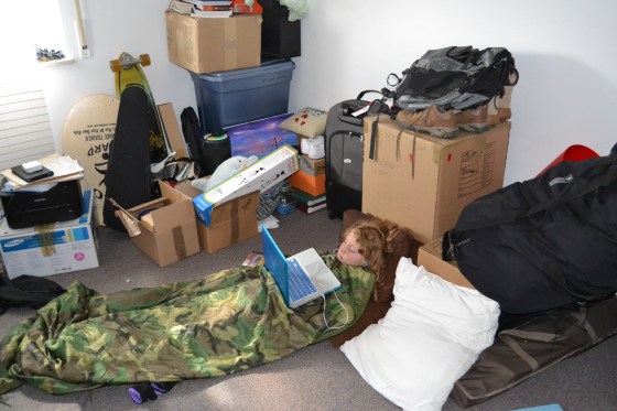 When the packers come, it's time to burrow into a hole. Lilly made hers nice and comfy