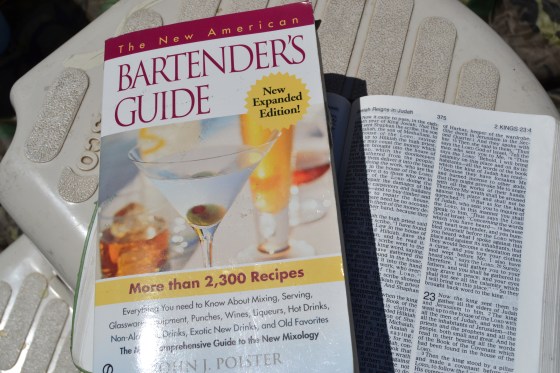 two gems from our daughter's boxes...mixed drinks and a Bible