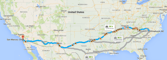 Our proposed route takes us through Nashville, Oklahoma City, Albuquerque and finally, Los Angeles